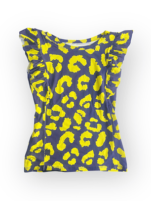 Polera Floripa con vuelos (Chic Flow) – Azul Marino con Amarillo