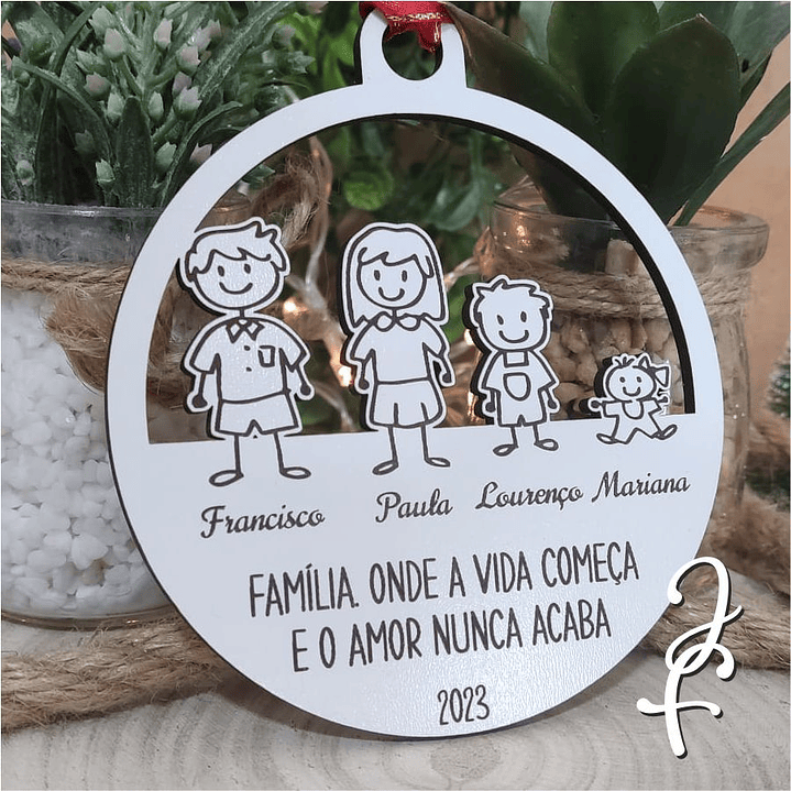 Bola de Natal 10cm Desenho Família 1