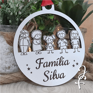 Bola de Natal 10cm Desenho Família