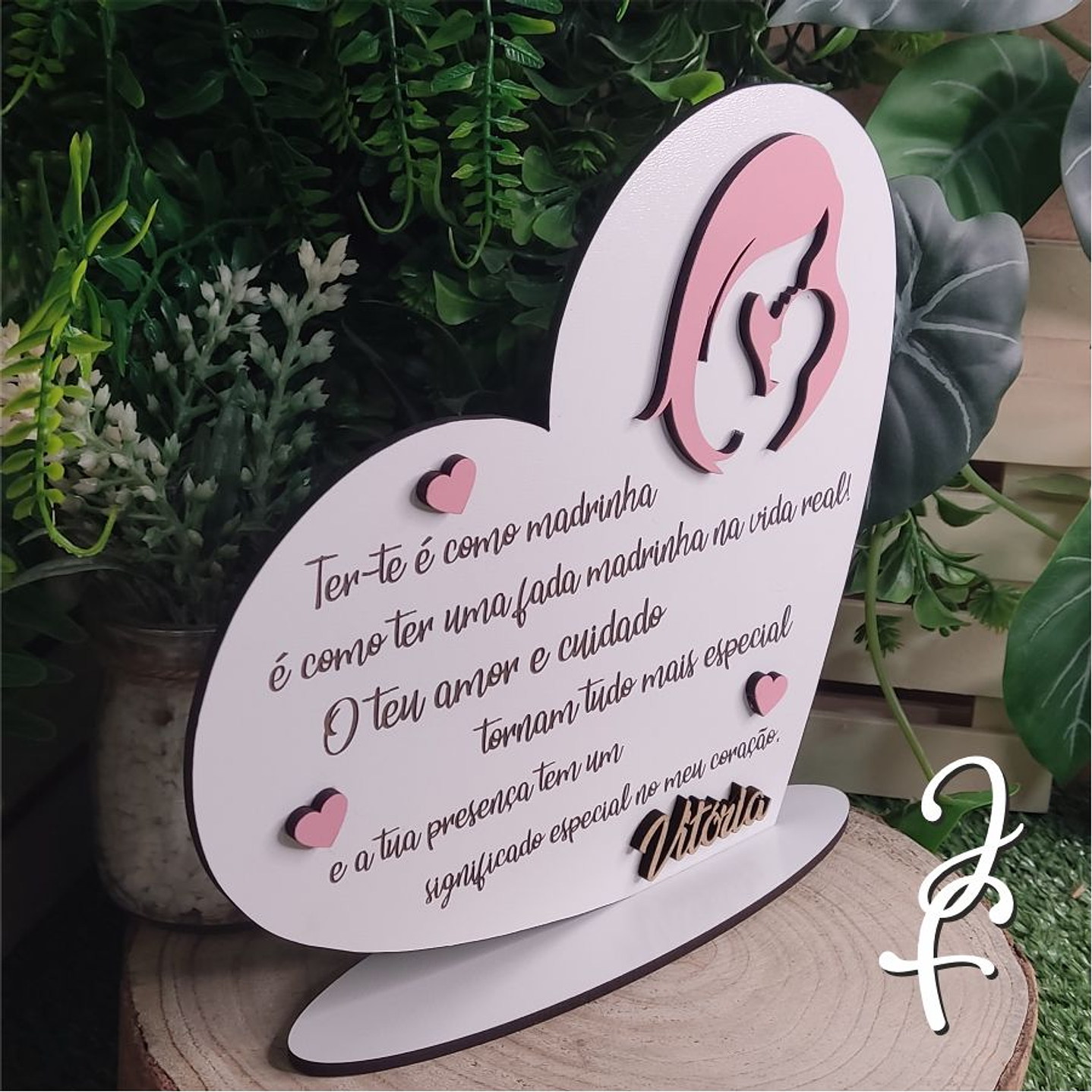 Placa Coração Dedicatória Afilhada 2