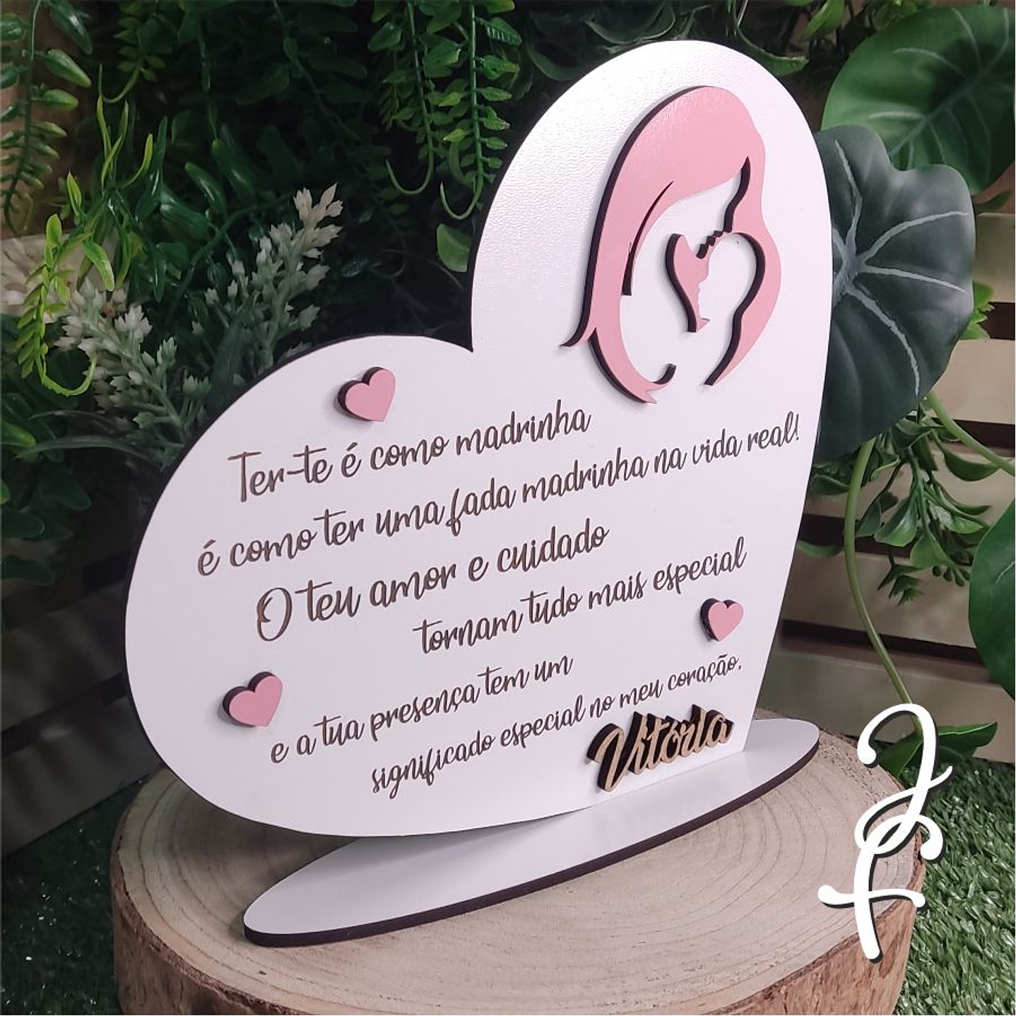 Placa Coração Dedicatória Afilhada 3