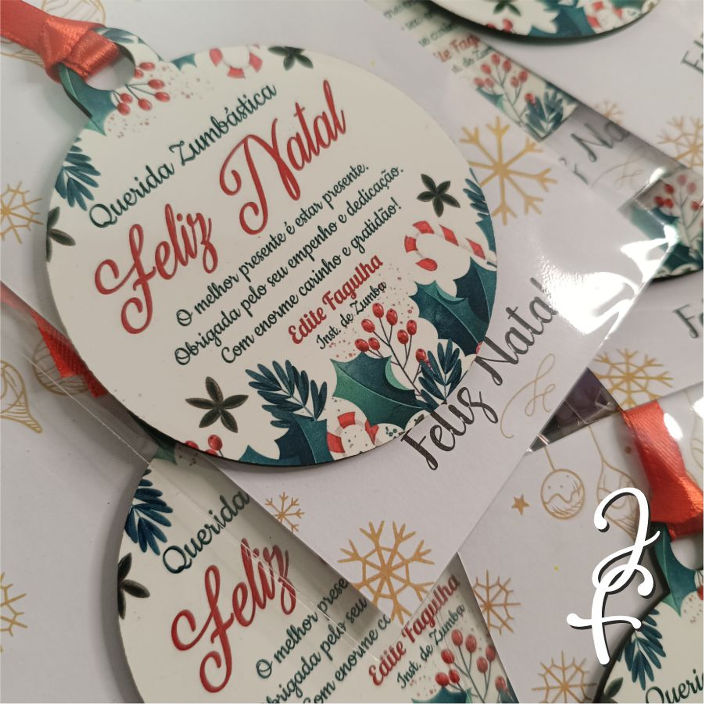 Bola Natal Dedicatória Azevinho Colorida 2