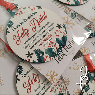 Bola Natal Dedicatória Azevinho Colorida