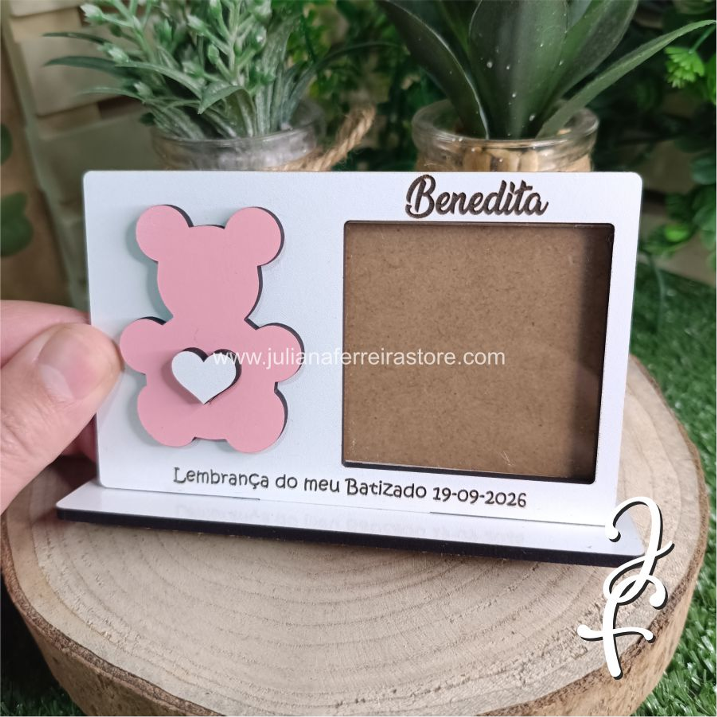 Lembrança Base Foto Ursinho Coração 3