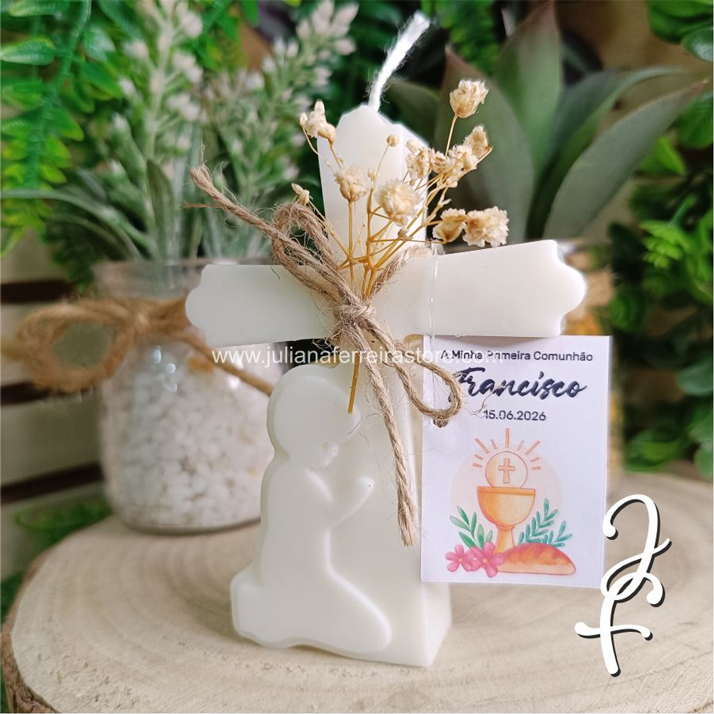 Vela Cruz Menino Rezar Lembrança Comunhão 1