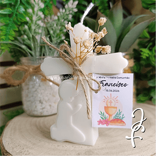 Vela Cruz Menino Rezar Lembrança Comunhão