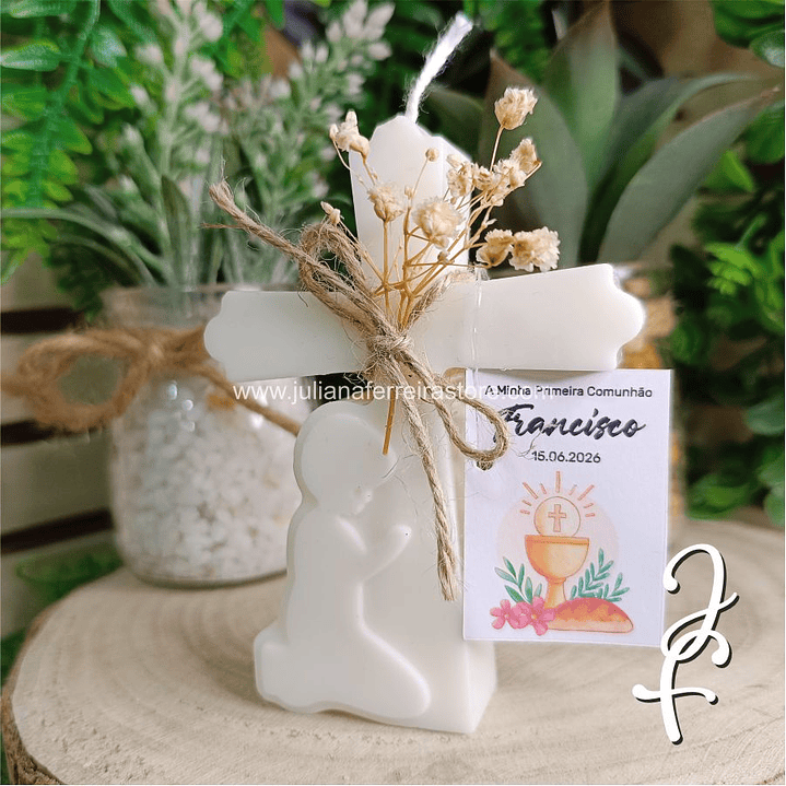 Vela Cruz Menino Rezar Lembrança Comunhão 1