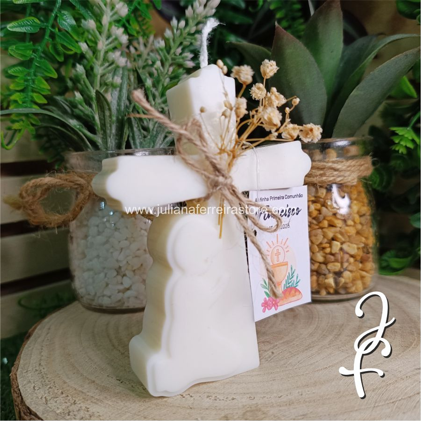 Vela Cruz Menino Rezar Lembrança Comunhão 3