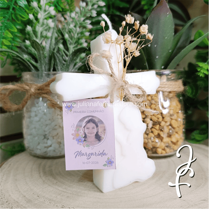 Vela Cruz Menina Rezar Lembrança Comunhão 4