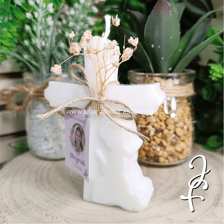 Vela Cruz Menina Rezar Lembrança Comunhão 1