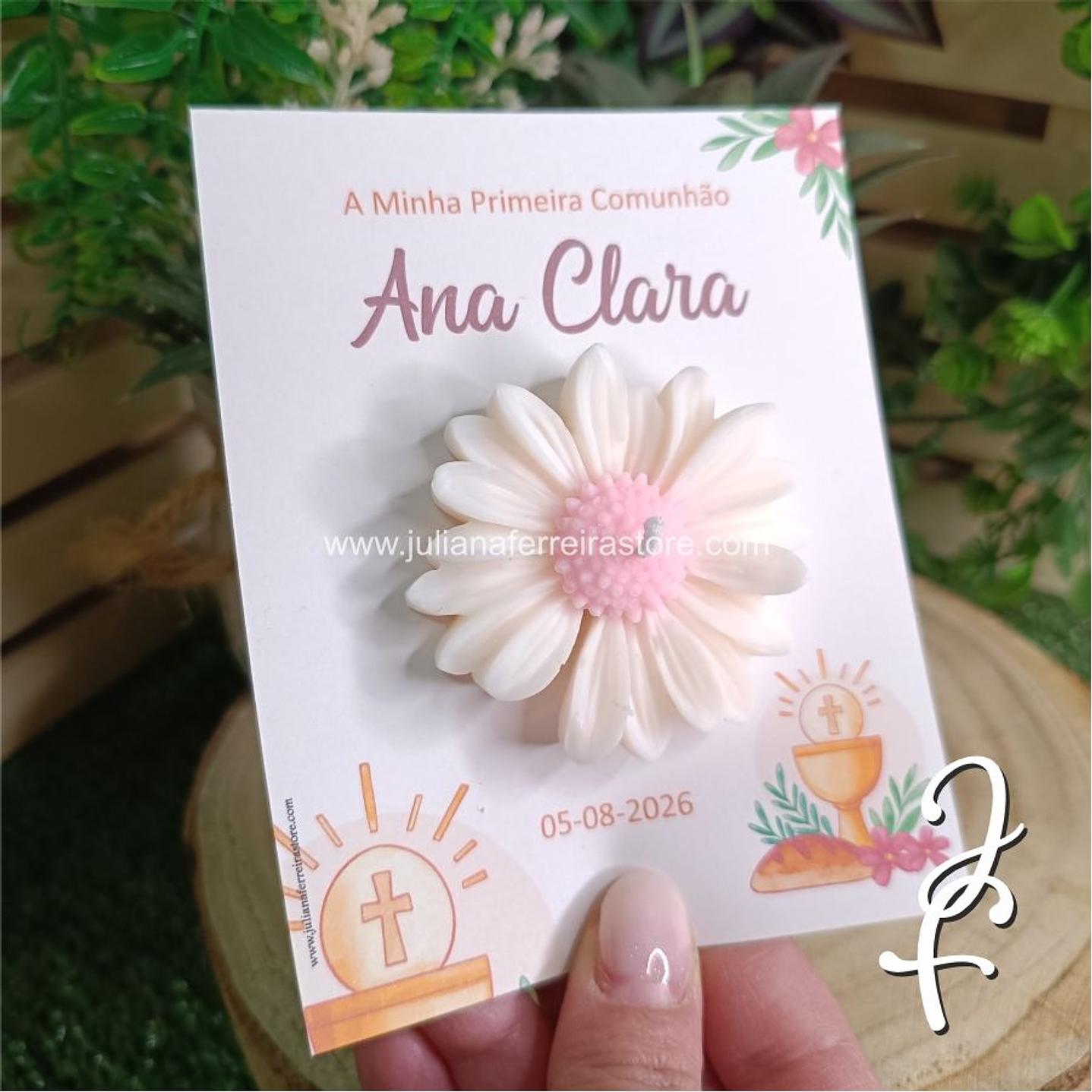 Vela Flor Margarida Lembrança Comunhão 1