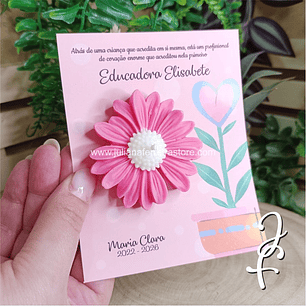 Vela Flor Margarida Finalista Cartão Rosa