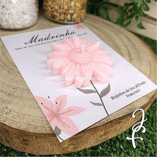 Vela Flor Margarida Madrinha Cartão Branco