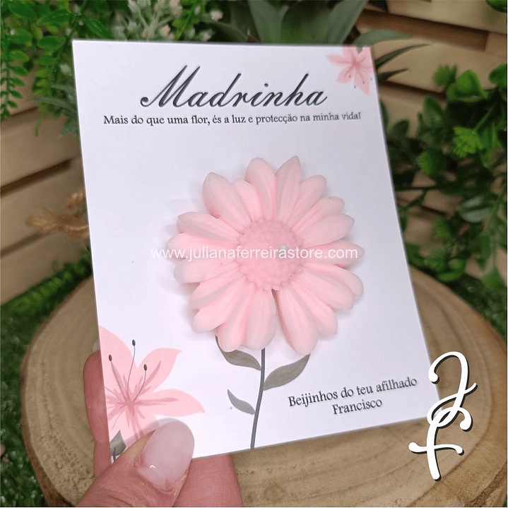 Vela Flor Margarida Madrinha Cartão Branco 3