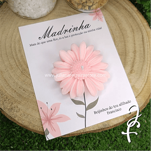 Vela Flor Margarida Madrinha Cartão Branco
