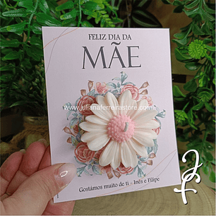 Vela Flor Margarida Mãe Cartão Rosa