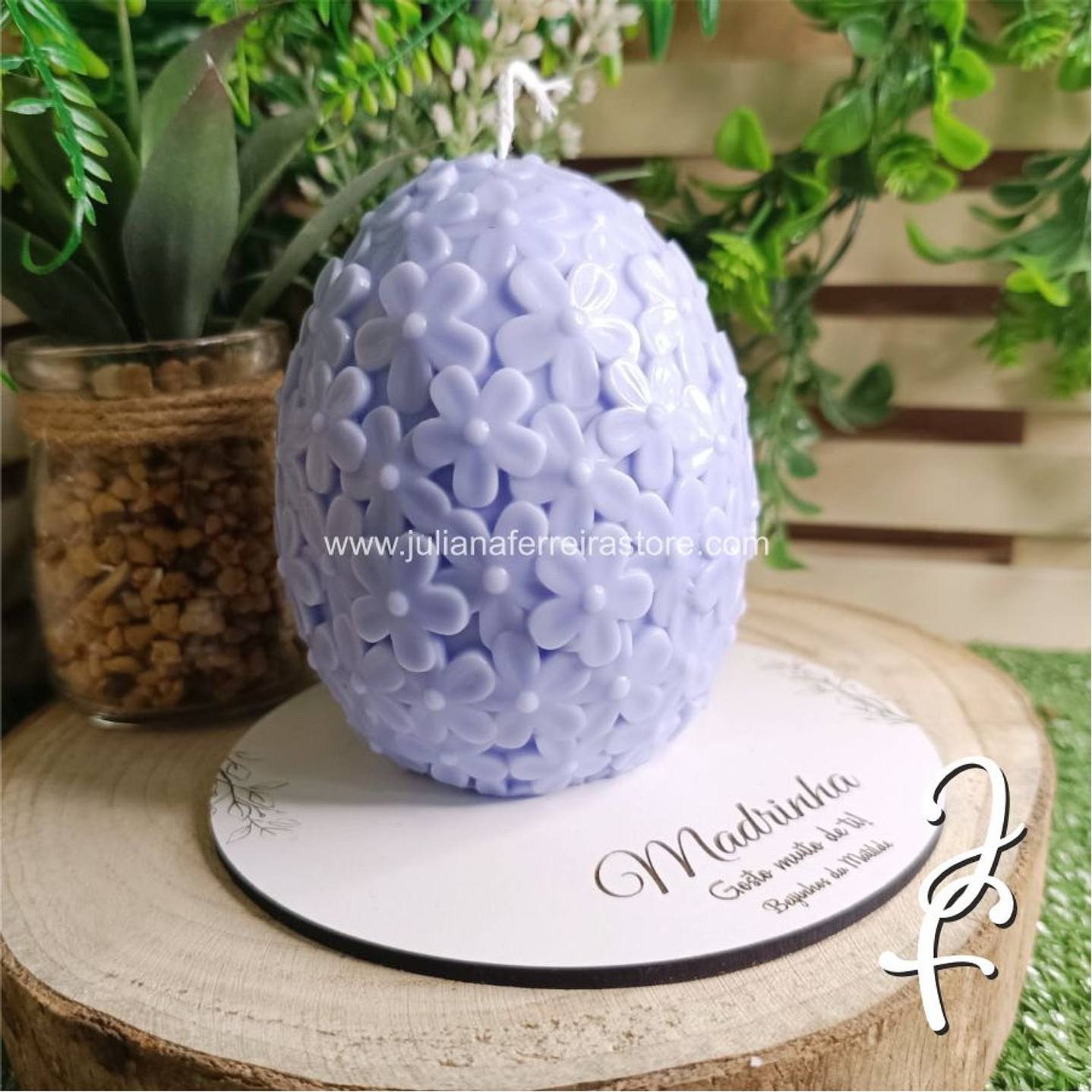 Vela Ovo da Páscoa Florido Base Redonda 5