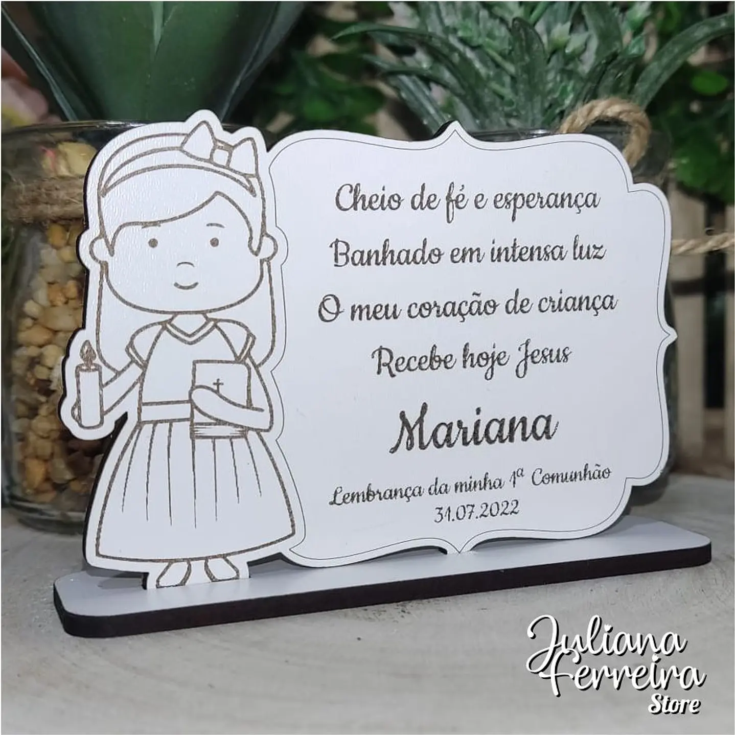 Lembrança Comunhão Menina Vela Bíblia 1