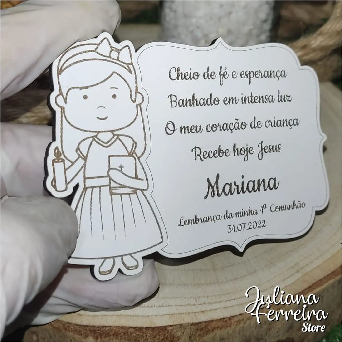 Lembrança Comunhão Menina Vela Bíblia 3