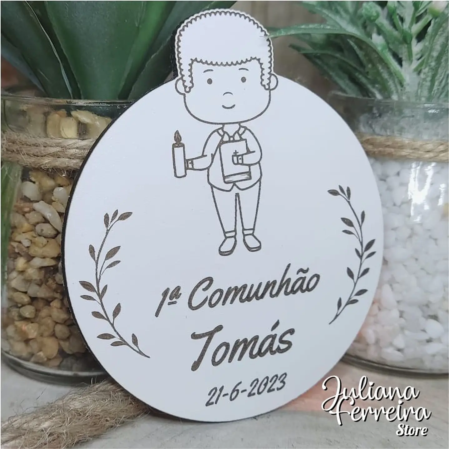 Lembrança Redonda Comunhão Menino 3