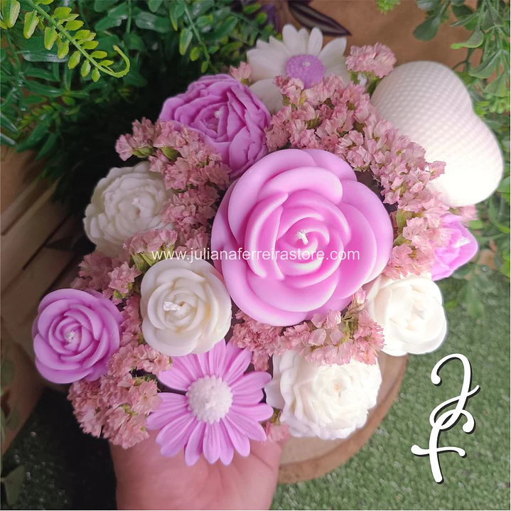 Bouquet Flores Velas Oval 20cm 4