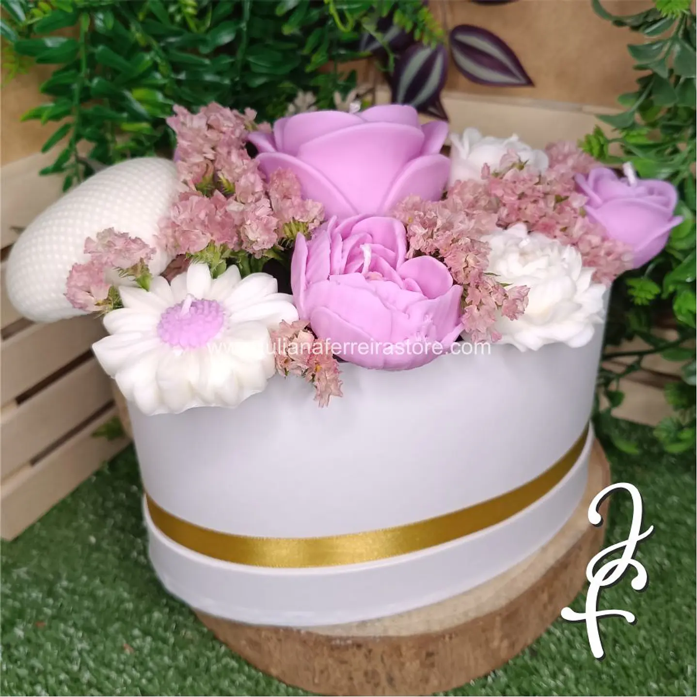 Bouquet Flores Velas Oval 20cm 1