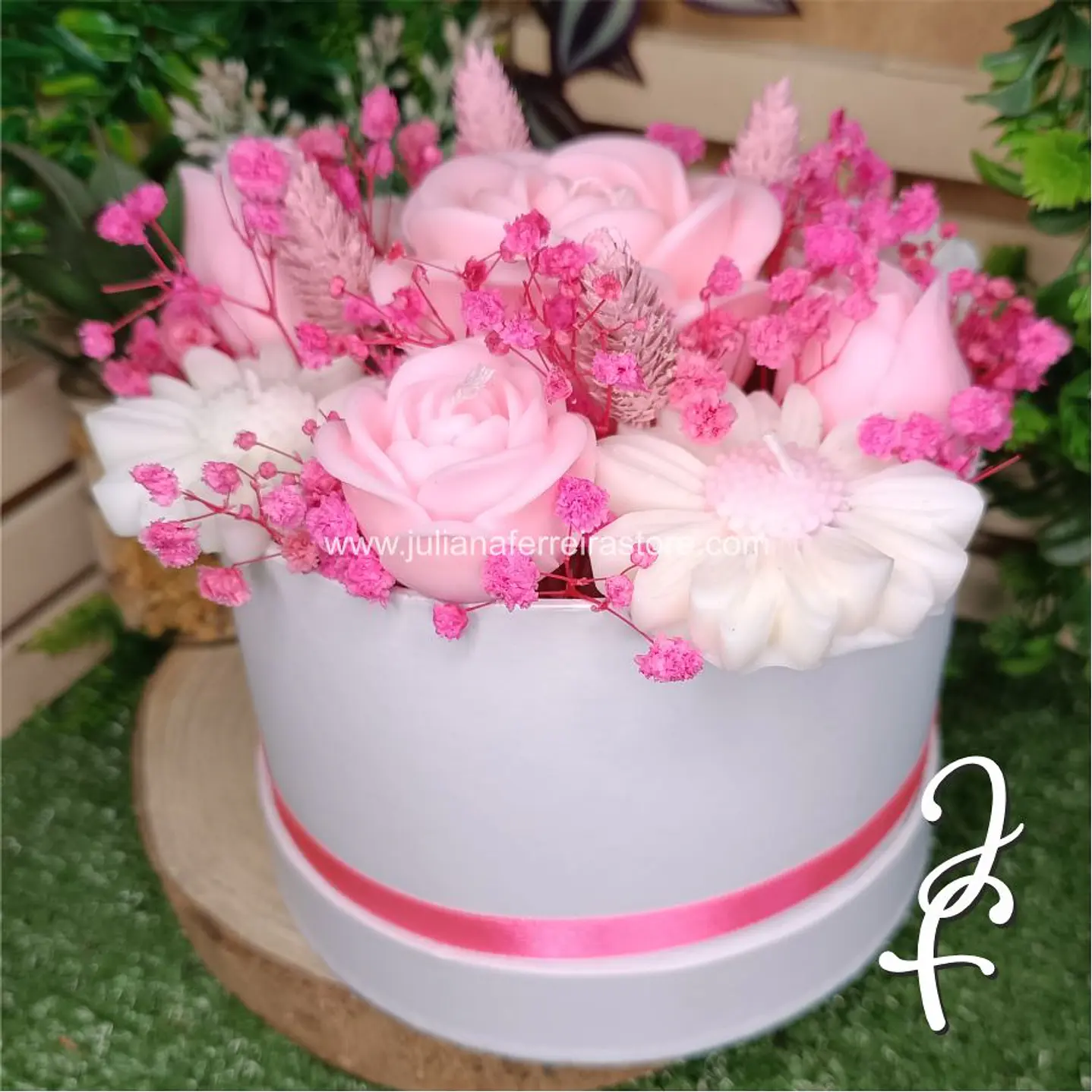 Bouquet Flores Velas Redondo 15cm 3