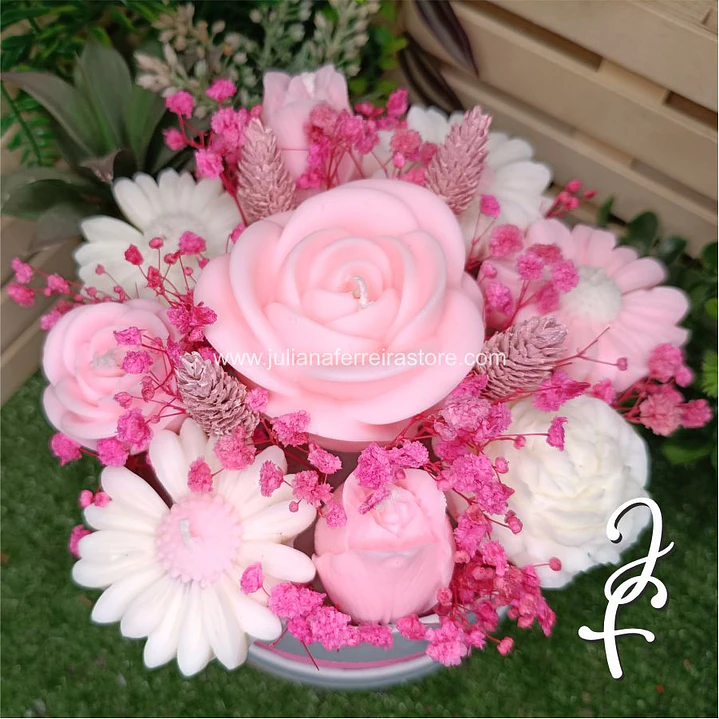 Bouquet Flores Velas Redondo 15cm 4