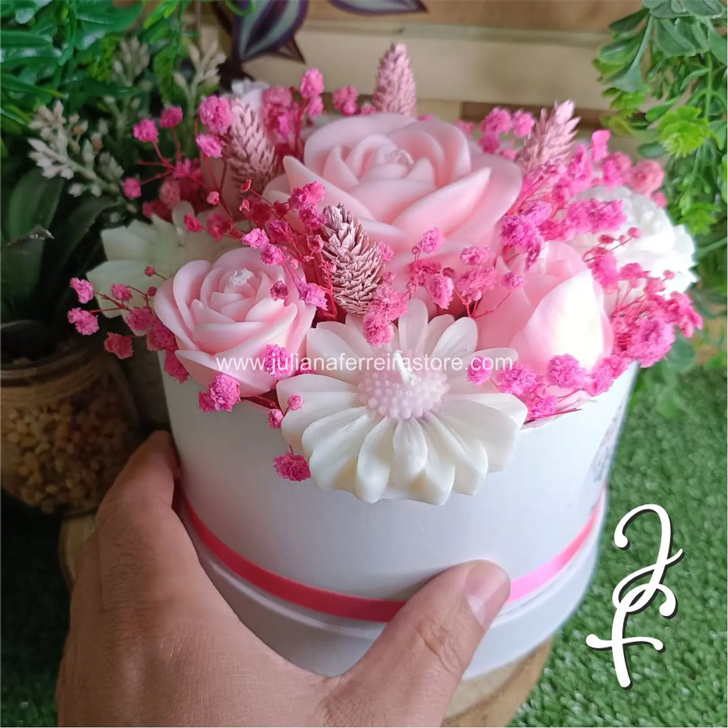 Bouquet Flores Velas Redondo 15cm 5