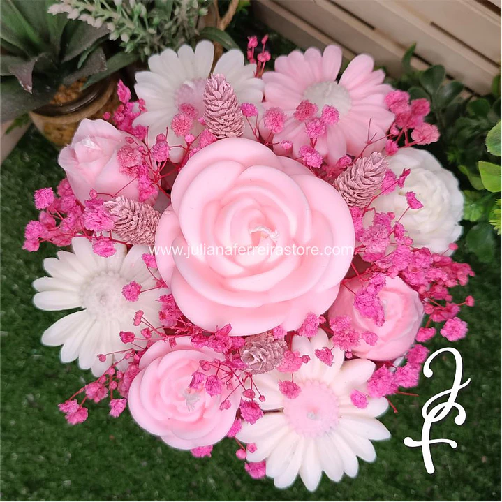 Bouquet Flores Velas Redondo 15cm 2