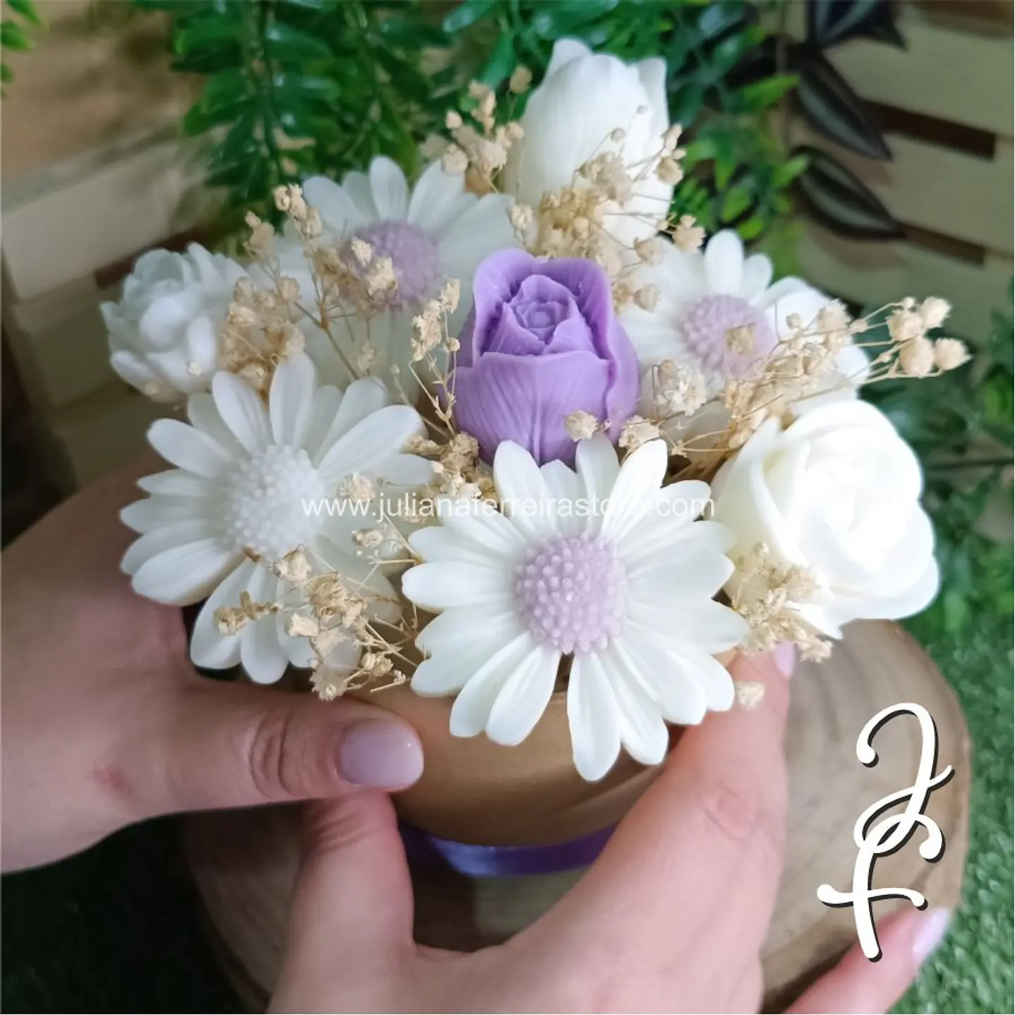 Bouquet Flores Velas Redondo Cartão 10cm 3