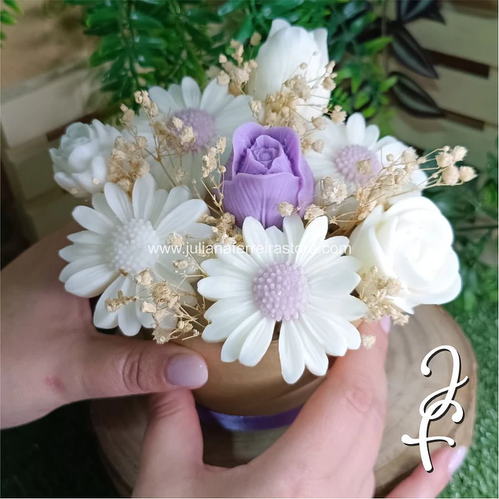 Bouquet Flores Velas Redondo Cartão 10cm 3