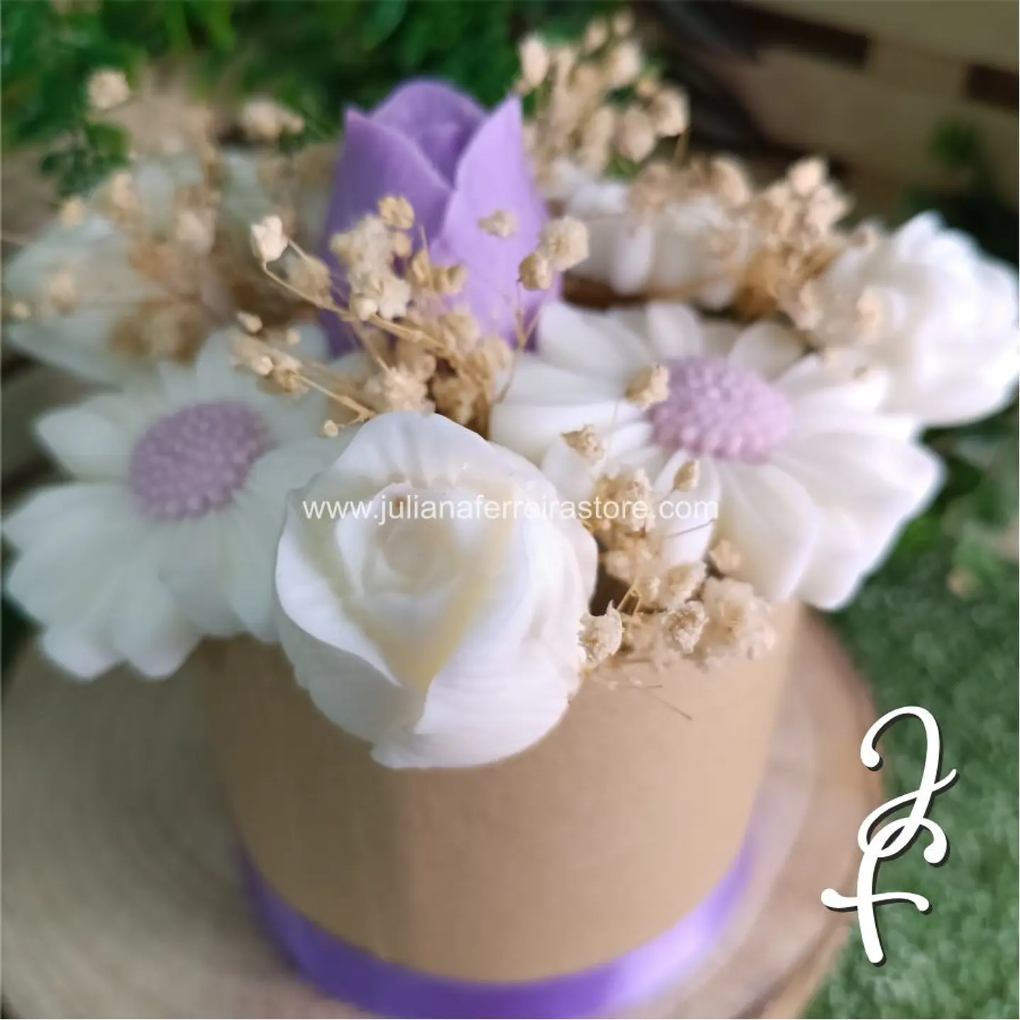 Bouquet Flores Velas Redondo Cartão 10cm 4