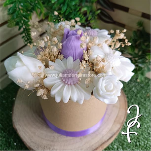 Bouquet Flores Velas Redondo Cartão 10cm