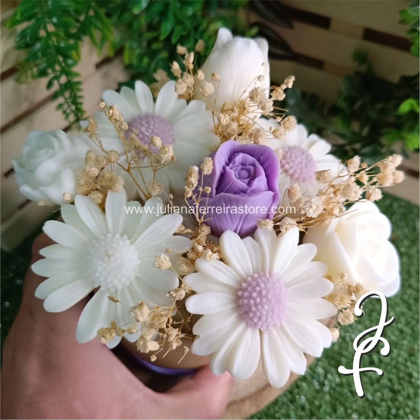 Bouquet Flores Velas Redondo Cartão 10cm 7