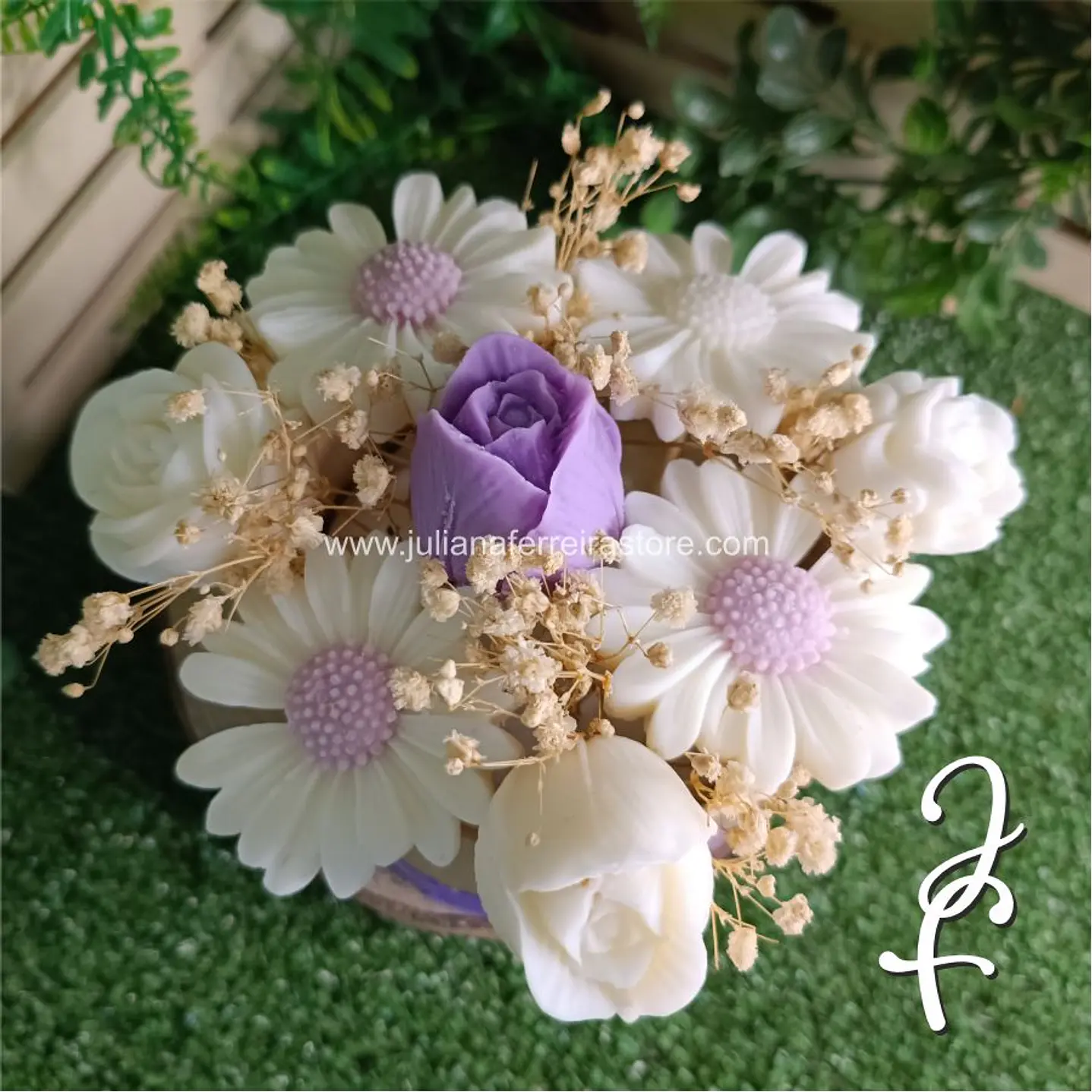 Bouquet Flores Velas Redondo Cartão 10cm 8