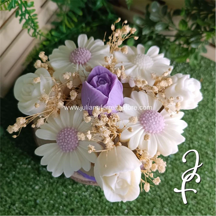 Bouquet Flores Velas Redondo Cartão 10cm 8