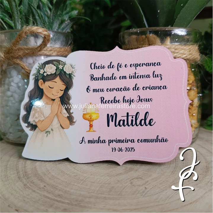 Lembrança Menina Rezar Texto Cores 4