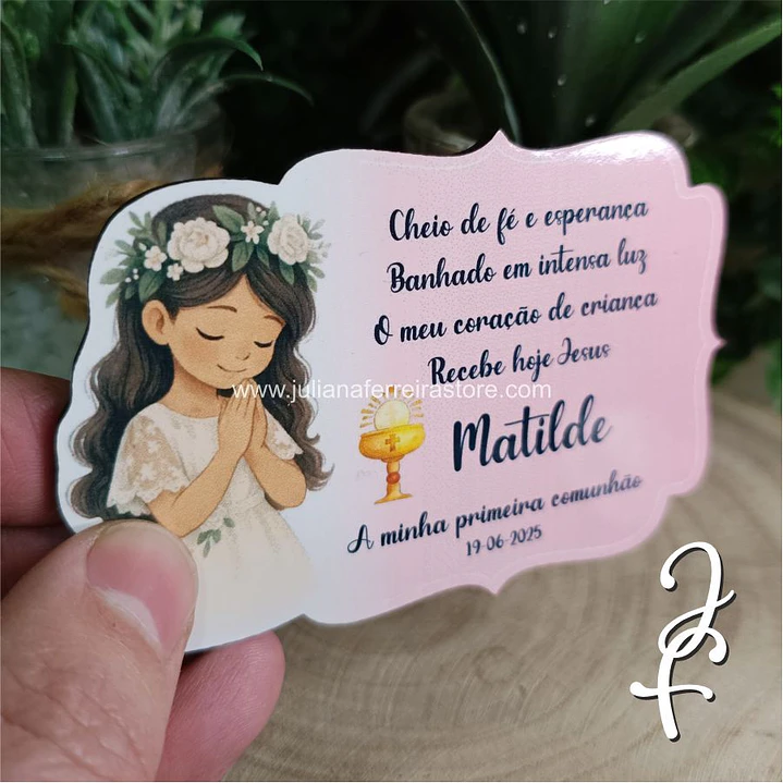 Lembrança Menina Rezar Texto Cores 3