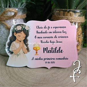 Lembrança Menina Rezar Texto Cores