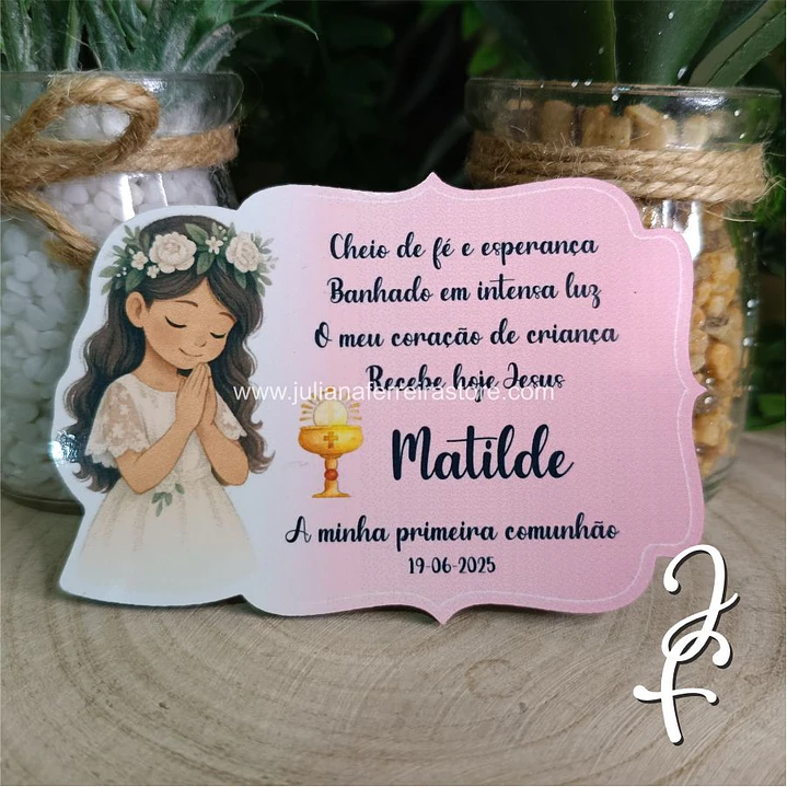 Lembrança Menina Rezar Texto Cores 1