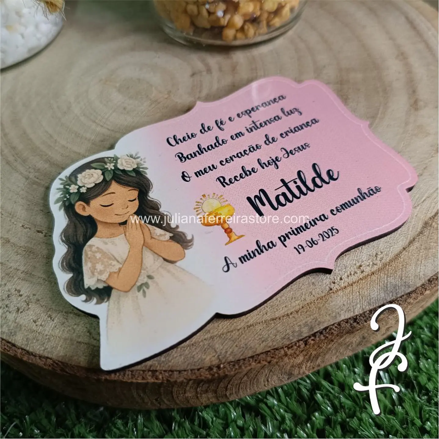 Lembrança Menina Rezar Texto Cores 2