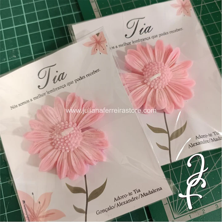 Vela Flor Margarida Madrinha Cartão Branco 3