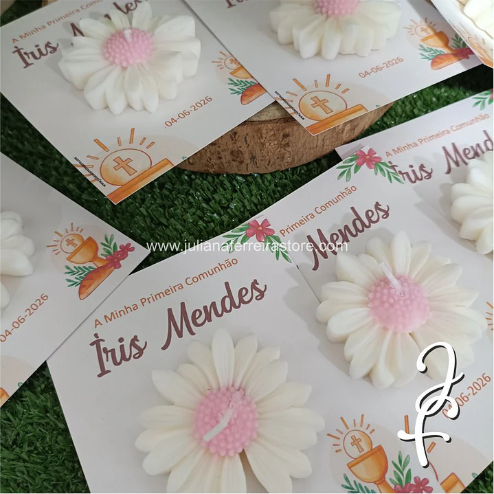 Vela Flor Margarida Lembrança Comunhão 5