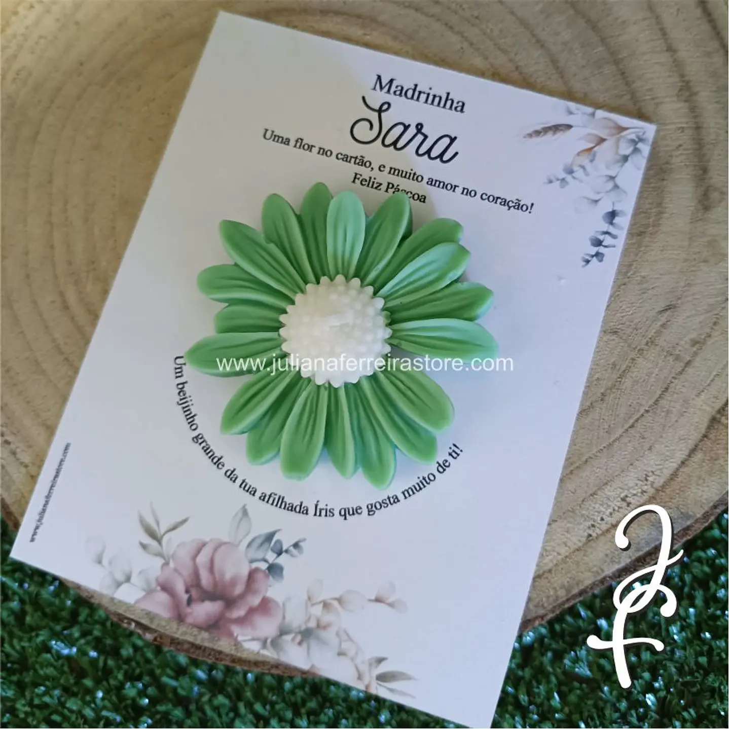 Vela Flor Margarida Cartão Branco 3