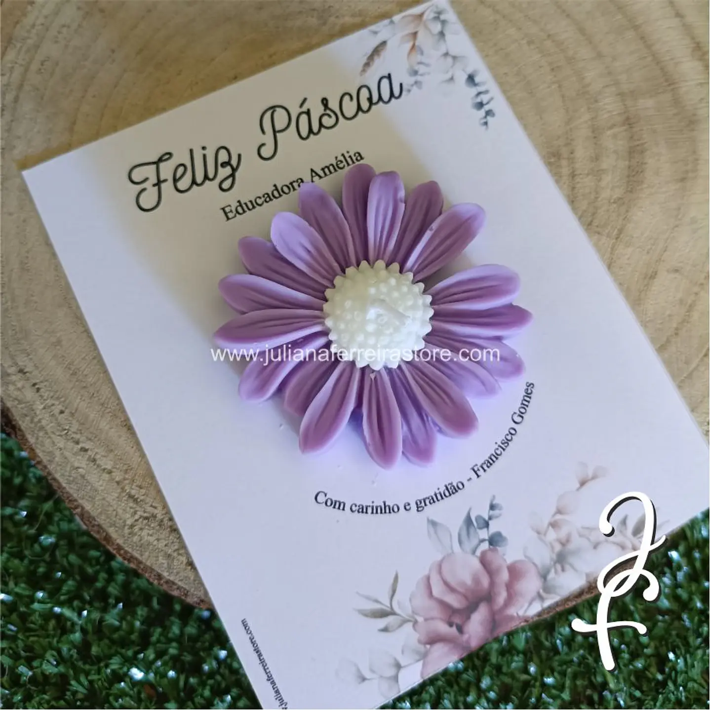 Vela Flor Margarida Cartão Branco 5