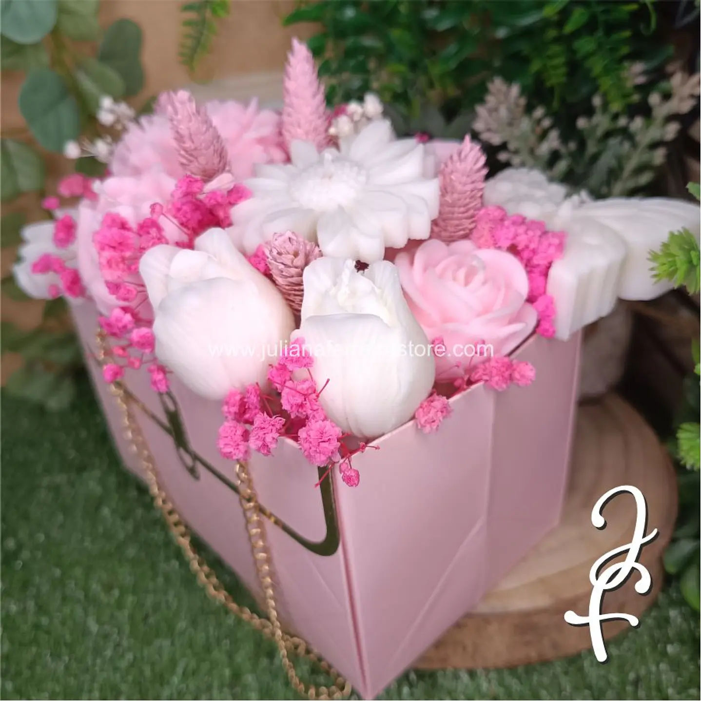 Bouquet Flores Velas Bolsa 3