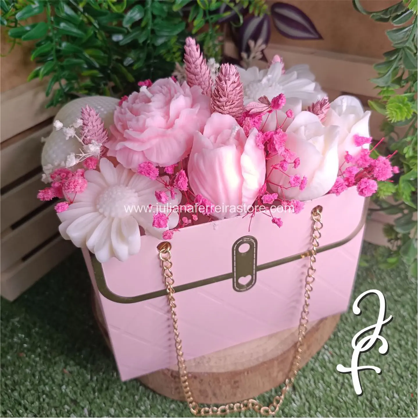 Bouquet Flores Velas Bolsa 7