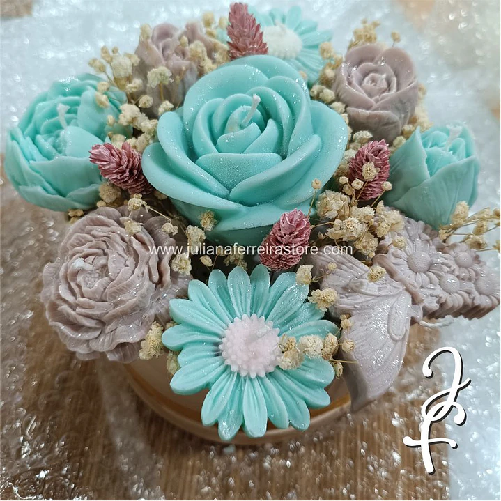 Bouquet Flores Velas Redondo 15cm 3