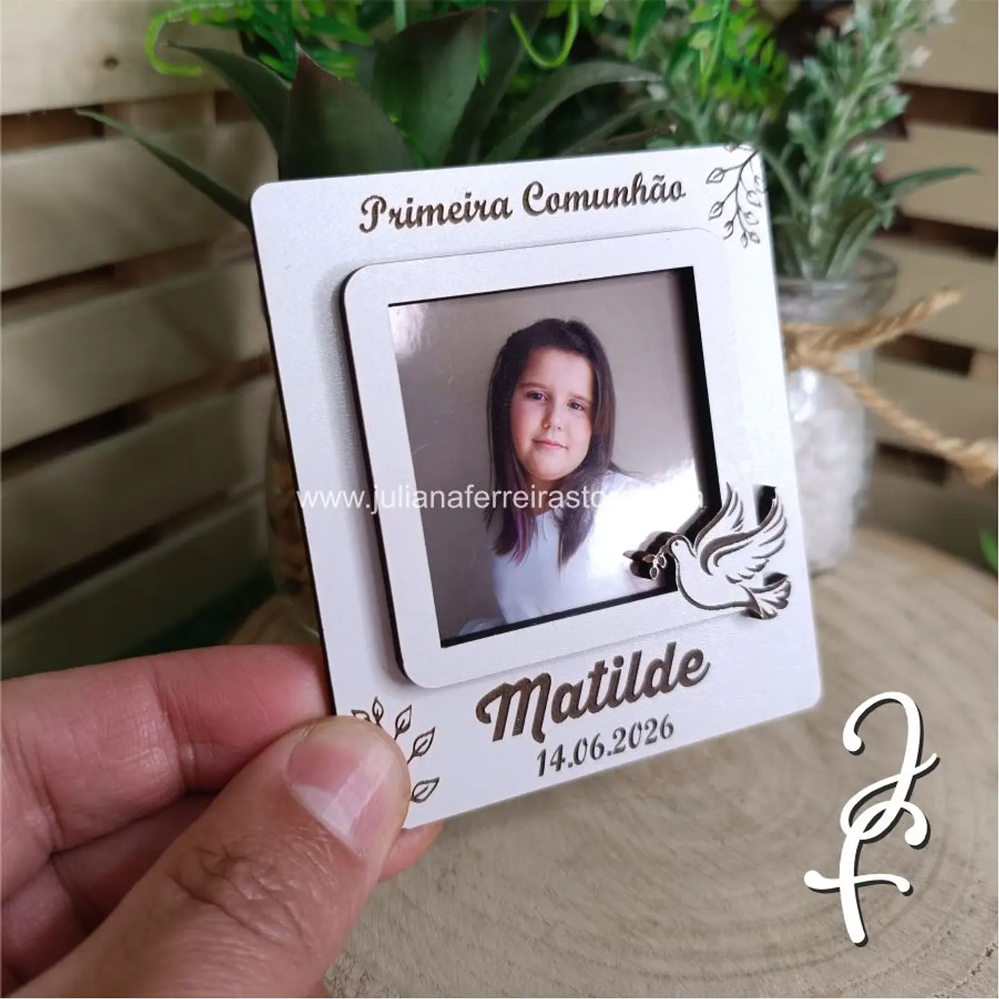 Lembrança Com Fotografia Quadrada Pomba 7